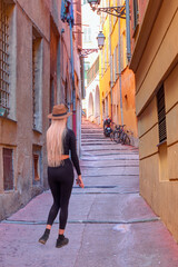 Wall Mural - Narrow street in old part of Nice, France