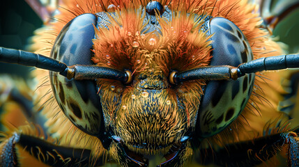 Poster - Eager bee: detail shot at work