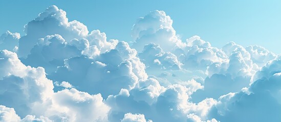 Poster - Blue sky filled with fluffy clouds offers copy space image.