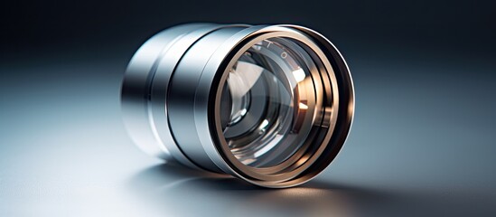 Poster - Microscope lens designed for examining small objects with a blank space image. with copy space image. Place for adding text or design
