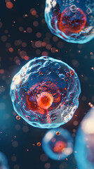 Poster - 3d rendering of human cells in a blue background.