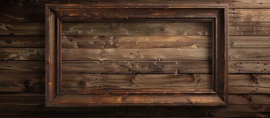 Wall Mural - Wooden background featuring an empty photo frame, ideal for adding pictures, with ample copy space image available.