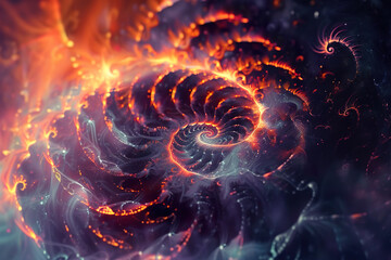 Wall Mural - A colorful, abstract painting of flames with a blue and orange swirl, generative ai image.