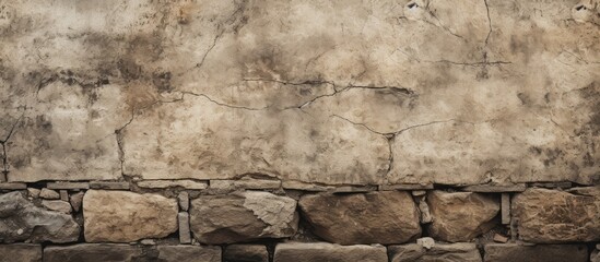 Aufkleber - Old textured natural cement or stone wall background for a retro-style banner design. Includes a grungy vibe, suitable for construction-themed copy space image.
