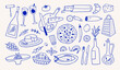 © Daria - Hand drawn different mediterranean food set