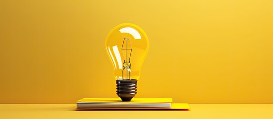 Aufkleber - Creative business concept with a lightbulb and pencil on a yellow background, providing motivation for success with big ideas displayed on the copy space image.