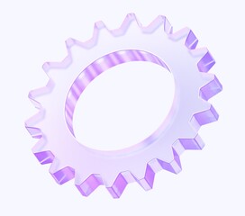 Fototapete - gear icon with colorful gradient. 3d rendering illustration for graphic design, ui ux design, presentation or background. shape with glass effect	