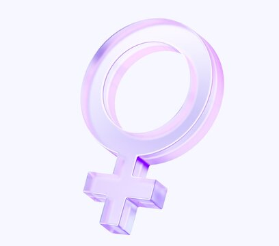 female gender icon with colorful gradient. 3d rendering illustration for graphic design, ui ux design, presentation or background. shape with glass effect	