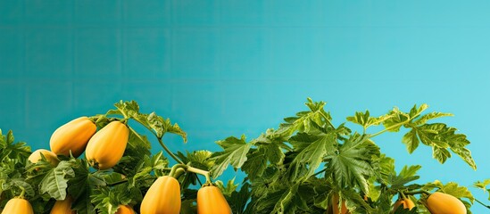 Poster - Image of a youthful papaya tree with copy space image.