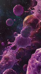 Sticker - 3d rendering of Human cell or Embryonic stem cell microscope background.