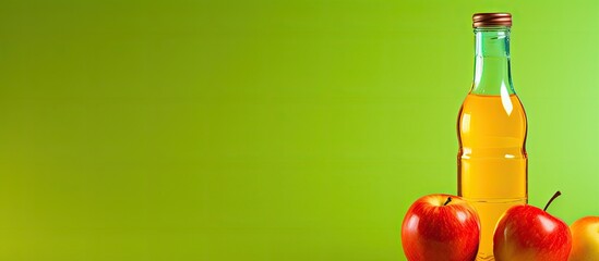 Aufkleber - Apple cider bottle on colorful background with copy space image.