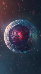 Poster - 3d rendering of Human cell or Embryonic stem cell microscope background.