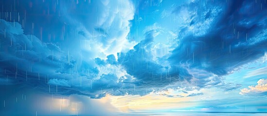 Aufkleber - A picturesque natural scene showing a blue sky with large clouds, including rain clouds, providing a beautiful canvas with ample room for adding text or graphics.