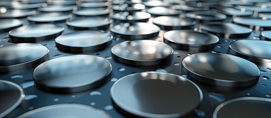 Aufkleber - Background image of grey surface with silver reflective circles. with copy space image. Place for adding text or design