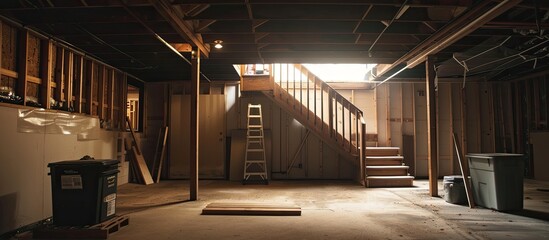 Poster - Basement Renovations in house. with copy space image. Place for adding text or design
