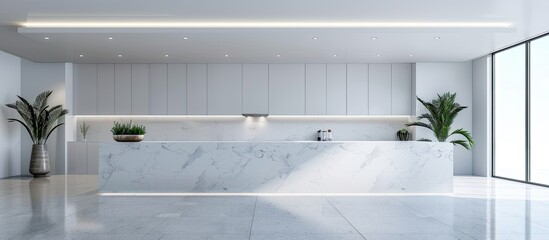 Fototapete - Modern kitchen white room interior. with copy space image. Place for adding text or design