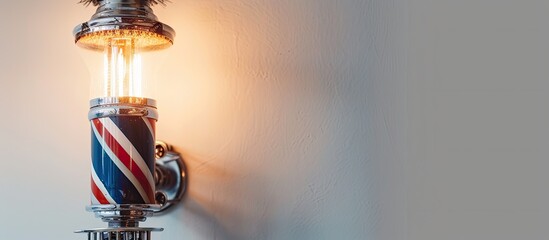 Aufkleber - Vintage barber pole, rotating, illuminated, with red blue stripe, isolated with white background, barber pole. Copy space image. Place for adding text or design