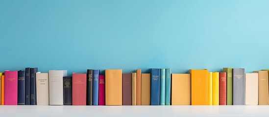 Aufkleber - A collection of books with empty covers displayed on a bright backdrop, perfect for use as a copy space image.