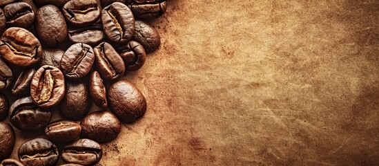 Poster - Vintage style coffee beans with a retro filter effect, featuring an appealing copy space image.