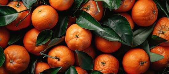 Poster - Vibrant tangerines displaying an orange hue, with space for text or images. with copy space image. Place for adding text or design