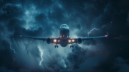 Poster - Airplane Soaring Through a Thunderstorm