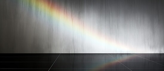 Poster - Abstract background featuring a black and white textured wall with rainbow refraction and a smoky play of light and shadow, ideal for copy space images.