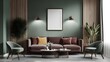 © Rsquare stock - Modern luxury interior designs. Empty painted wall for mockup.Accent furniture and a blank background.Interior trend 2024 year Modern luxury apricot room interior home designs. Mockup wall, Mockups