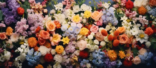 Aufkleber - Background featuring various types of flowers with a blank area for additional content, like text or images; referred to as 