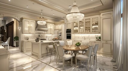 Sticker - Modern kitchen interior with Home decoration. Luxury stylish Generative AI