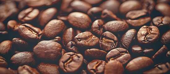 Poster - Vintage style coffee beans with a retro filter effect, featuring an appealing copy space image.