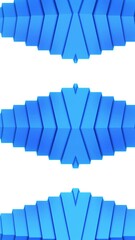 Poster - Optical illusion with pyramids in horizontal position moving towards each other's tops. Design. Blue and white seamless loop geometric pattern.