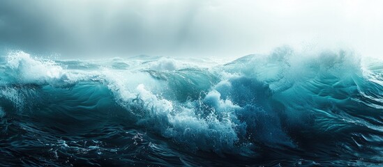 Aufkleber - Sailors captured a turbulent sea in a photograph with a blank space for text or other imagery. with copy space image. Place for adding text or design