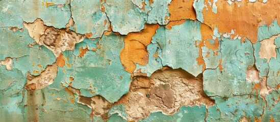 Poster - Old wall with cracked paint provides an abstract texture with copy space image potential.