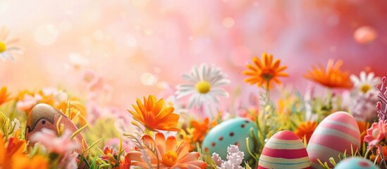 Fototapete - Concept for Easter celebration with blank space for text or graphics in the image. Copy space image. Place for adding text and design