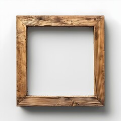 Poster - Minimalist Wooden Frame with Clean Lines on White Background