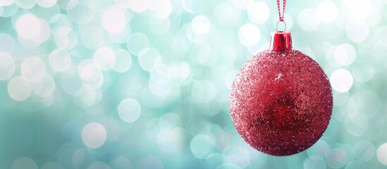 Aufkleber - Christmas ball ornament displayed for holiday celebration with festive bokeh background in a copy space image.