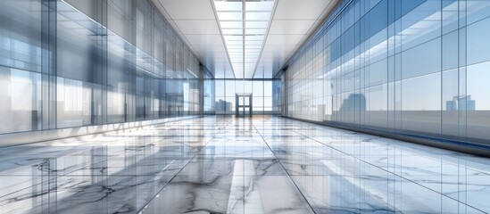 Aufkleber - Modern office building facade against an empty marble floor with available copy space image.