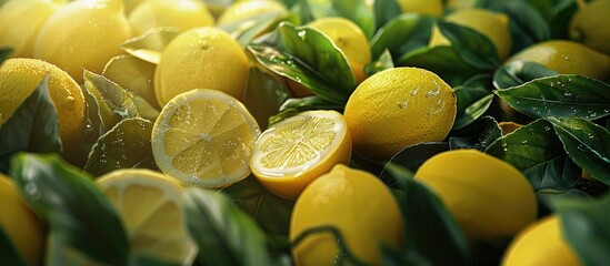 Aufkleber - Lemons creating an abstract background with copy space image.