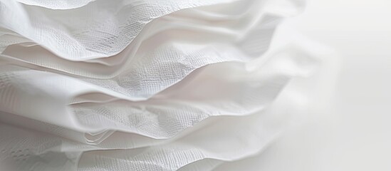 Leinwandbilder - Close-up of a large stack of paper tissues on a white background, with empty space for text or image insertion. Copy space image. Place for adding text and design