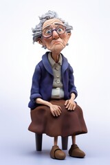 Sticker - Grandma made up of clay figurine toy white background.