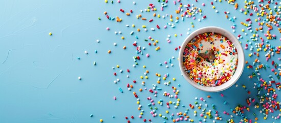 Aufkleber - Sprinkles on blue background with copy space image.