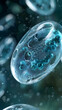 © sungedi - 3d rendering of Human cell or Embryonic stem cell microscope background.