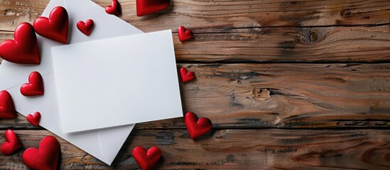 Aufkleber - Horizontal photo of a Valentine card with red hearts, providing ample copy space image.