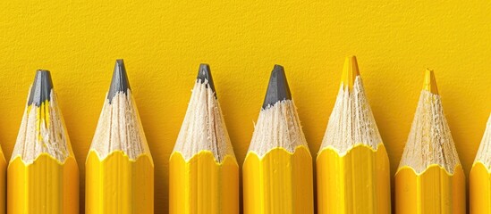 Poster - Yellow pencils on a matching background with empty space for writing or images. Copy space image. Place for adding text and design