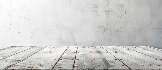 Aufkleber - White textured surface of a wooden table provides a background with ample copy space image.
