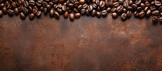 Aufkleber - Top view of roasted coffee beans background with copy space image.