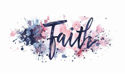 Wall Mural - Faith - modern calligraphy lettering text on grunge splash background