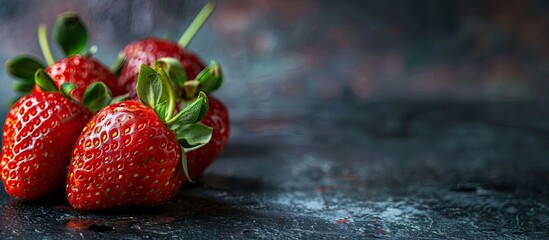 Poster - Newly picked strawberries with a copy space image.