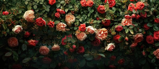 Aufkleber - A bush roses floral backdrop with available copy space image.