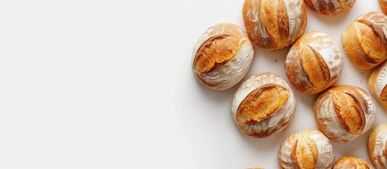 Poster - Bread displayed against a white backdrop with copy space image available.